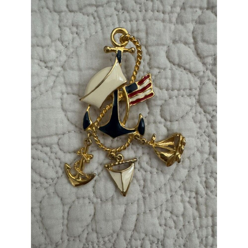 Americana Nautical Sailor charm enamel brooch.